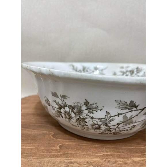 Antique Ironstone C H Tunstall Garfield Serving 9 Inch Bowl Brown Transferware - Picture 8 of 12